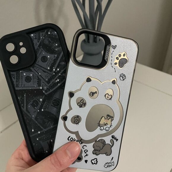Other - iPhone 12 Cases – Cute Cat Paw & Money Print – Set of 2